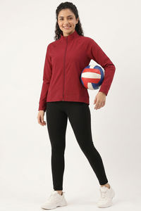 Zelocity Quick Dry Relaxed Fit Gym & Training Jacket - Deep Claret — thumbnail 5